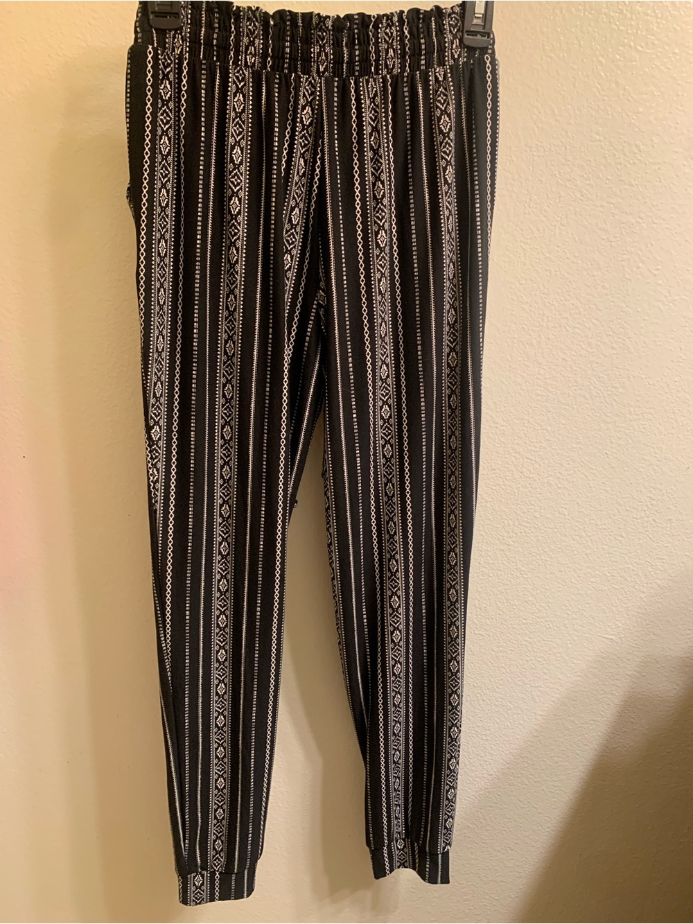 Mudd Black Joggers with White Geometric Stripes